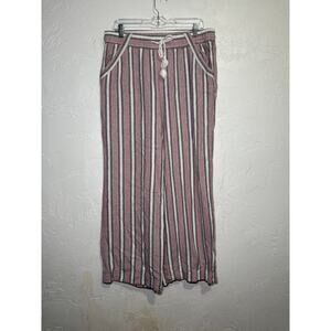 Rewind stripe linen wide leg pants womens XL boho coastal nautical festival